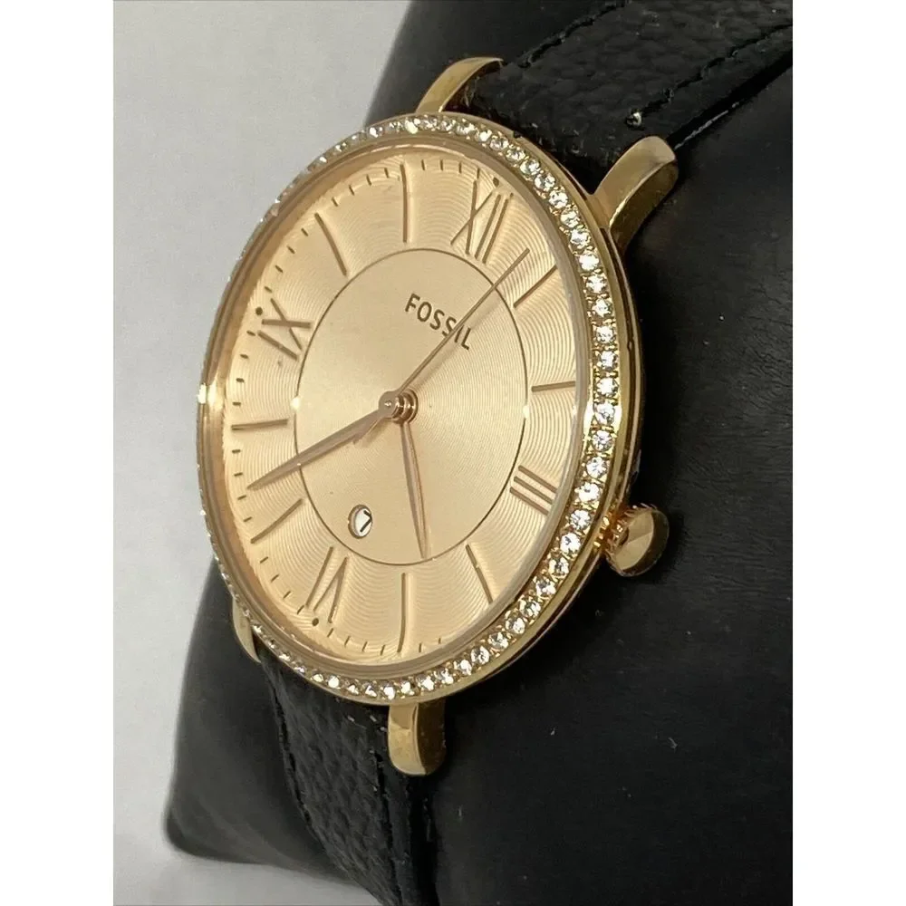 Fossil ES3546 Women's Black Leather Analog Dial Quartz Genuine Watch QB482